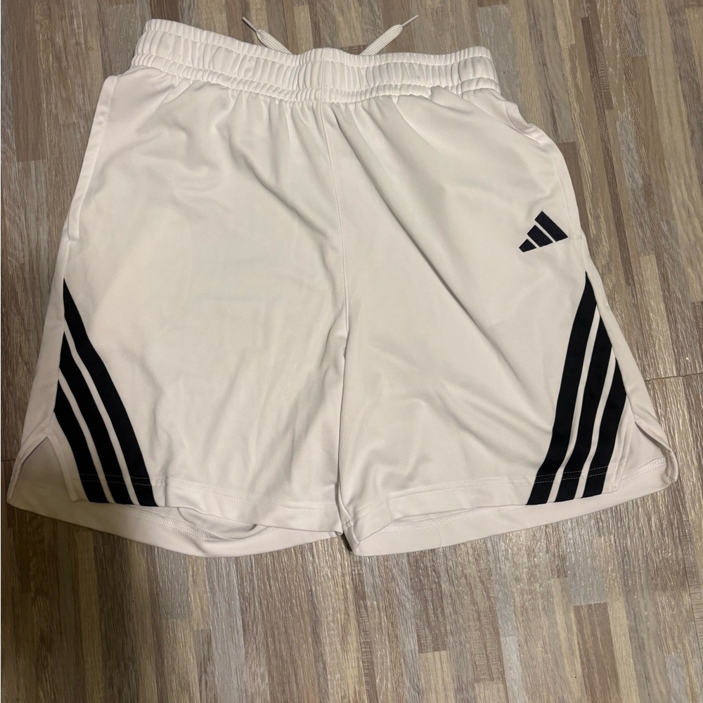 adidas White Athletic Shorts with Black Logo Detail